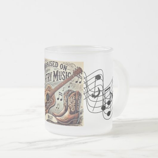 Opgegroeid op countrymuziek matglas koffiemok (Voorkant rechts)