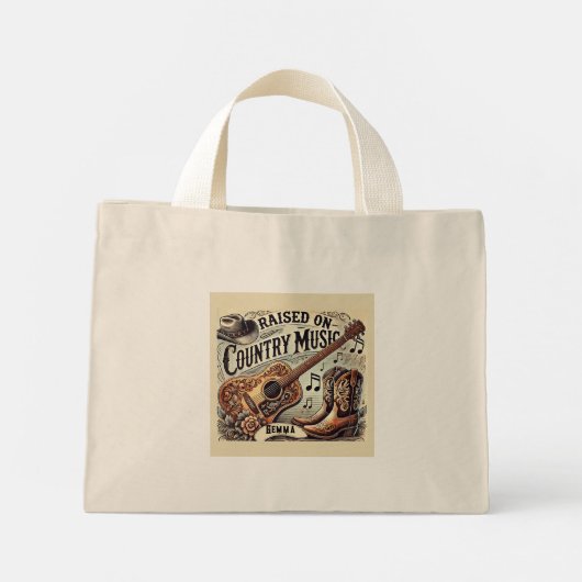 Opgegroeid op countrymuziek mini tote bag (Achterkant)
