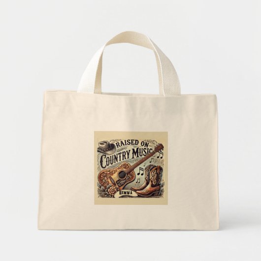 Opgegroeid op countrymuziek mini tote bag (Voorkant)
