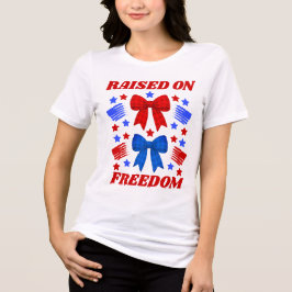 Opgegroeid op vrijheid rood en blauw geruit lint Tri-Blend shirt
