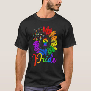 Opgeheven Fist Zonnebloem Pride LGBT Gay Lesbische T-shirt