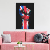 Opgeheven gebalde vuist met Union Jack Flag Canvas Afdruk (Insitu (Woonkamer))