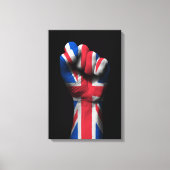 Opgeheven gebalde vuist met Union Jack Flag Canvas Afdruk (Voorkant)