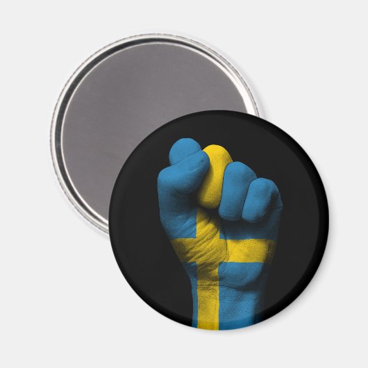 Opgeheven gebalde vuist met Zweedse vlag Magneet (Voorkant / Achterkant)
