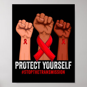 Opgeheven Hand Bescherm Jezelf Hivaids Bewustzijn  Poster
