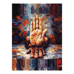 Opgeheven Hand Gebaar Expressief Impasto Foto Afdruk