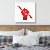 Opgeheven vuist met een potlood canvas afdruk (Insitu (Slaapkamer))