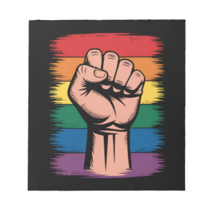 Opgeheven Vuist Trots Regenboog LGBTQ Steun Rechte Notitieblok