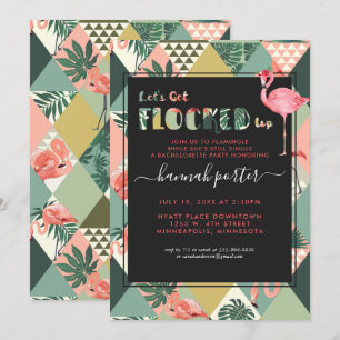 opgehoopt   Flamingo thema Bachelorette Kaart