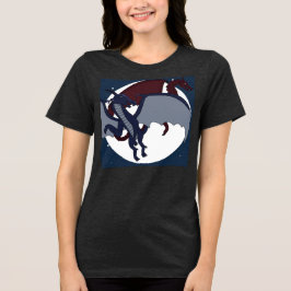 Opgeklommen Mythische Fantasy Draak Maan Gamer Tri-Blend Shirt