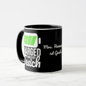 Opgeladen en klaar om zwarte koffie-Mok te bekijke Mok (Voorkant links)