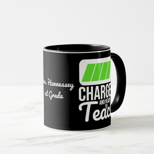 Opgeladen en klaar om zwarte koffie-Mok te bekijke Mok (Voorkant rechts)