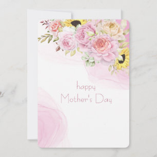 Opgelegde Aquarel Bloemen Moederdagkaart Feestdagenkaart