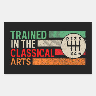 Opgeleid in de klassieke kunst Handleiding Transmi Rechthoekige Sticker
