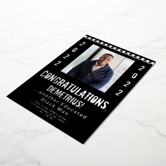 Opgeleid zwart Man 2022 Afstuderen Uitnodiging (Gedraaid)