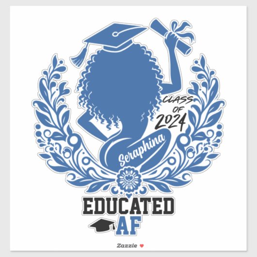 "Opgeleide AF" Twerk Team Blauwe Afstudeerfeest Sticker (Vel)