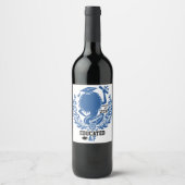 "Opgeleide AF" Twerk Team Blauwe Afstudeerfeest Wijn Etiket (Voorkant)