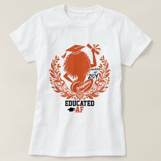 "Opgeleide AF" Twerk Team Oranje afstudeerfeest T-shirt (Design voorkant)