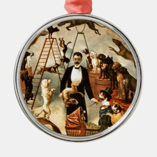  opgeleide Circus Dog Act Trick Dogs1899 Metalen Ornament