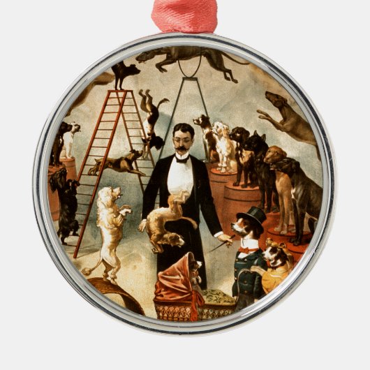 opgeleide Circus Dog Act Trick Dogs1899 Metalen Ornament (Voorkant)