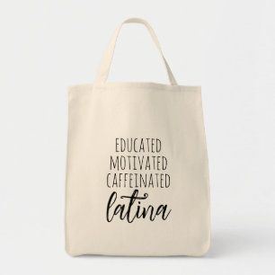 Opgeleide gekaaide koffie met cafeïnevrije latina tote bag