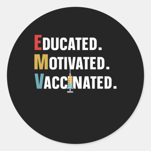 Opgeleide, gemotiveerde, gevaccineerde ronde sticker (Voorkant)