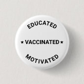 Opgeleide gevaccineerde zwart-wit, aangepast ronde button 3,2 cm (Voorkant)