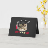 Opgeleide kat met maatbekertje kaart (Gele Bloem)