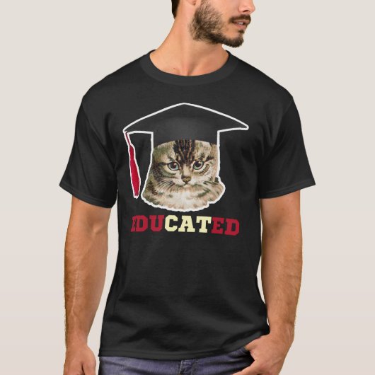 Opgeleide kat met stuiver t-shirt (Voorkant)