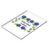Opgeleide Latina Blauwe Bloemen Motief Notitieboek (Linkerzijde)