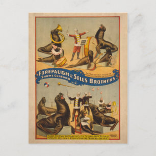 Opgeleide zegels Circus Poster - Forepaugh & Sells Briefkaart