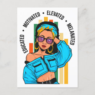 Opgeleide Zwarte Queen Melanin Vrouw HBCU Afstudee Briefkaart