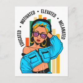 Opgeleide Zwarte Queen Melanin Vrouw HBCU Afstudee Briefkaart