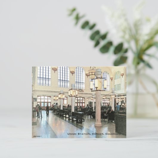 Opgeloste lobby van Uniestation, Denver, CO, light Briefkaart (Staand voorkant)