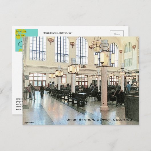 Opgeloste lobby van Uniestation, Denver, CO, light Briefkaart (Voorkant / Achterkant)