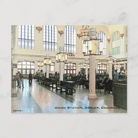 Opgeloste lobby van Uniestation, Denver, CO, light Briefkaart (Voorkant)