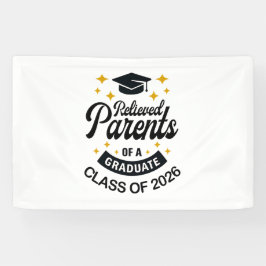 Opgeluchte ouders van afgestudeerde grappige afstu spandoek