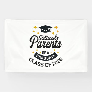 Opgeluchte ouders van afgestudeerde grappige afstu spandoek