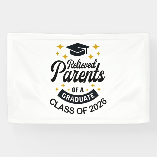 Opgeluchte ouders van afgestudeerde grappige afstu spandoek (Horizontaal)