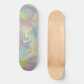 Opgemaakt getextureerd glas, paars geel blauw persoonlijk skateboard (Voorkant)