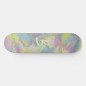 Opgemaakt getextureerd glas, paars geel blauw persoonlijk skateboard (Horizontaal)