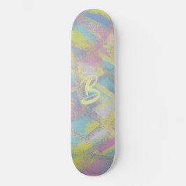 Opgemaakt getextureerd glas, paars geel blauw persoonlijk skateboard