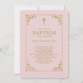 Opgemaakt in Goud Roze Religieuze Uitnodiging (Voorkant)