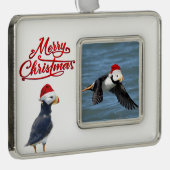 Opgemaakt versiering van puffins verzilverd omlijst ornament (Rechts)