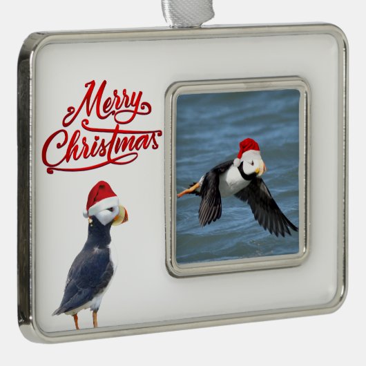 Opgemaakt versiering van puffins verzilverd omlijst ornament (Rechts)