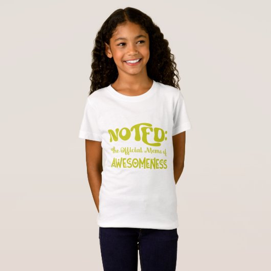 Opgemerkte memo van Awesomeness Limoen Kleur T-shi T-shirt (Voorkant volledig)