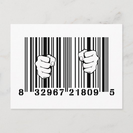 Opgenomen door Consumerisme UPC Barcode gevangenis Briefkaart (Voorkant)