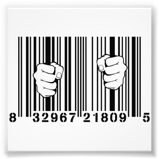 Opgenomen door Consumerisme UPC Barcode gevangenis Foto Afdruk (Voorkant)