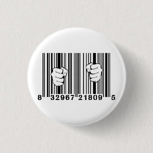 Opgenomen door Consumerisme UPC Barcode Gevangenis Ronde Button 3,2 Cm