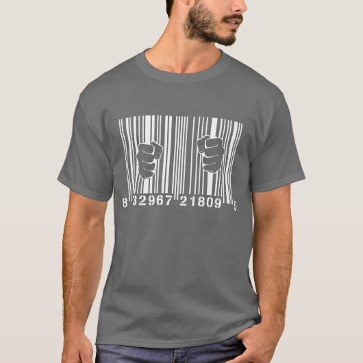 Opgenomen door Consumerisme UPC Barcode Gevangenis T-shirt (Voorkant)
